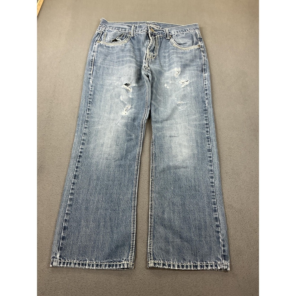 Axe & Crown Link Jeans Mens 30x27 Medium Wash Blue Distressed Bootcut Denim